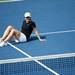 Women's 4.5 singles champion Carly Eckert goes to the ground after winning the final match in three sets during the Ann Arbor City Tennis Tournament on Sunday, July 14. Daniel Brenner I AnnArbor.com